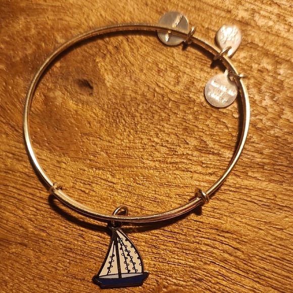 Alex and Ani Silver and Blue Geometric Bracelets - Picture 1 of 5